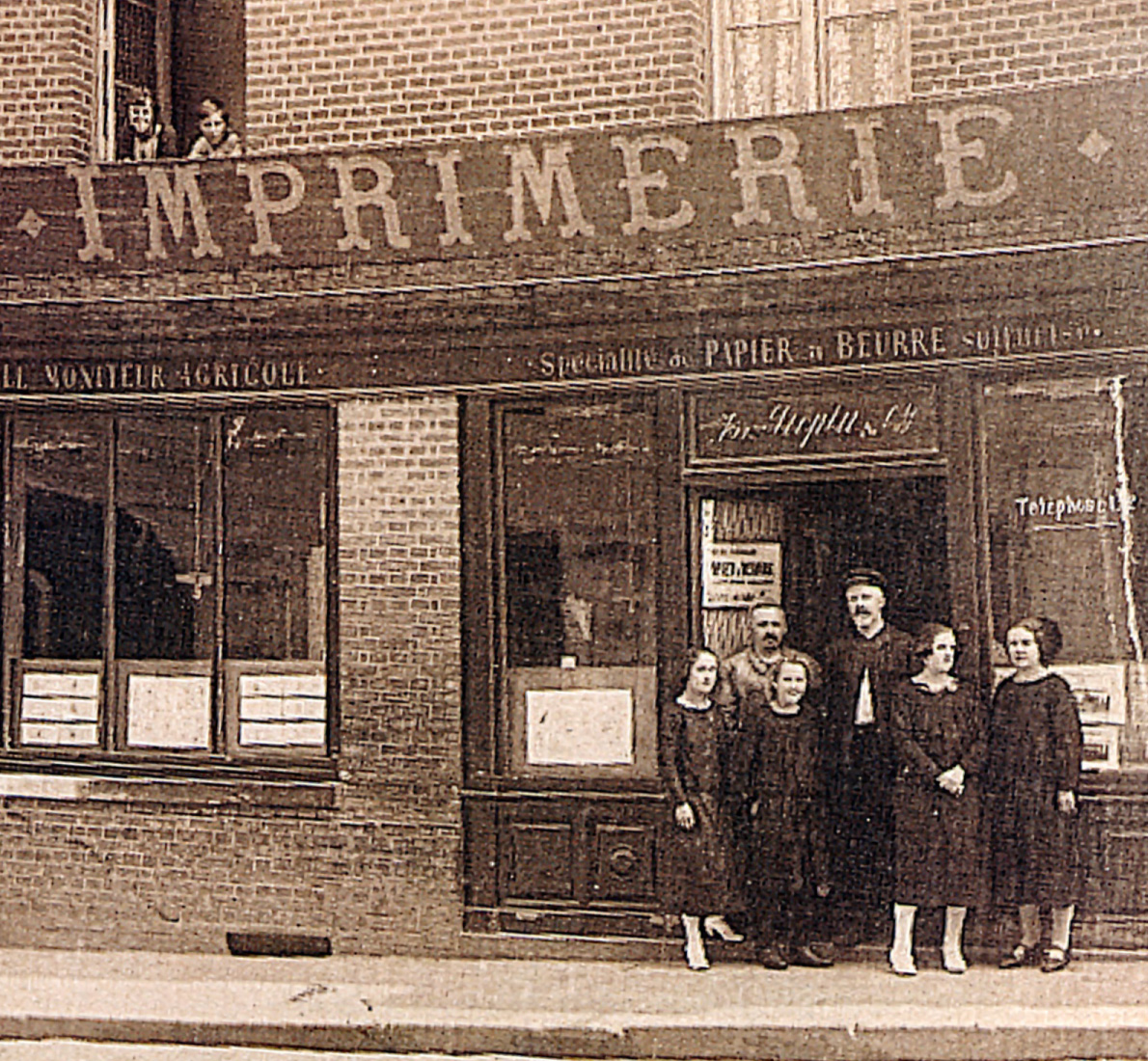 Ancienne imprimerie familiale à Rouen, vers 1920